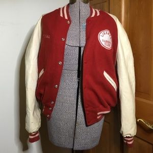 Vintage Varsity jacket wool Veg leather red &white Liberty Indians soccer Andrea